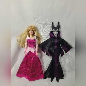 Disney Store Classics Maleficent Villain 12" And Sleeping Beauty Dolls
